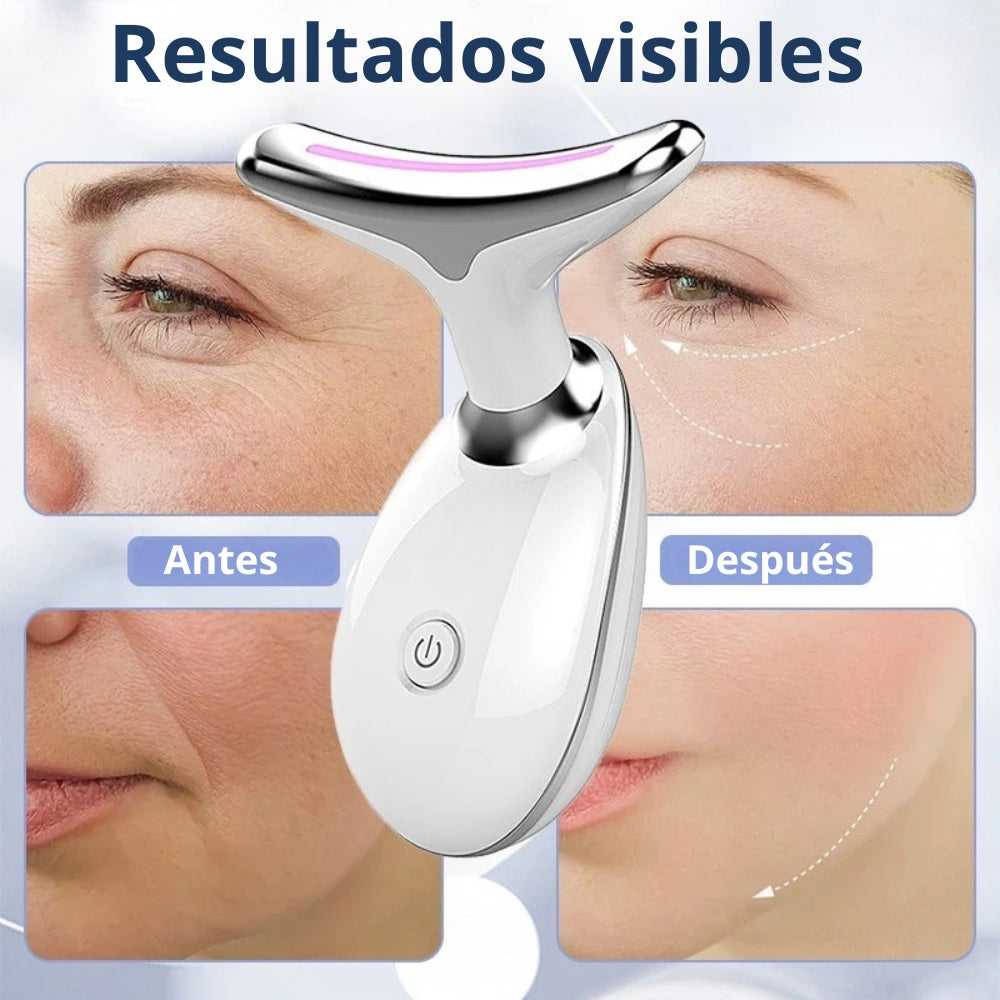 Masajeador de cara, cuello y papada con vibración y LED