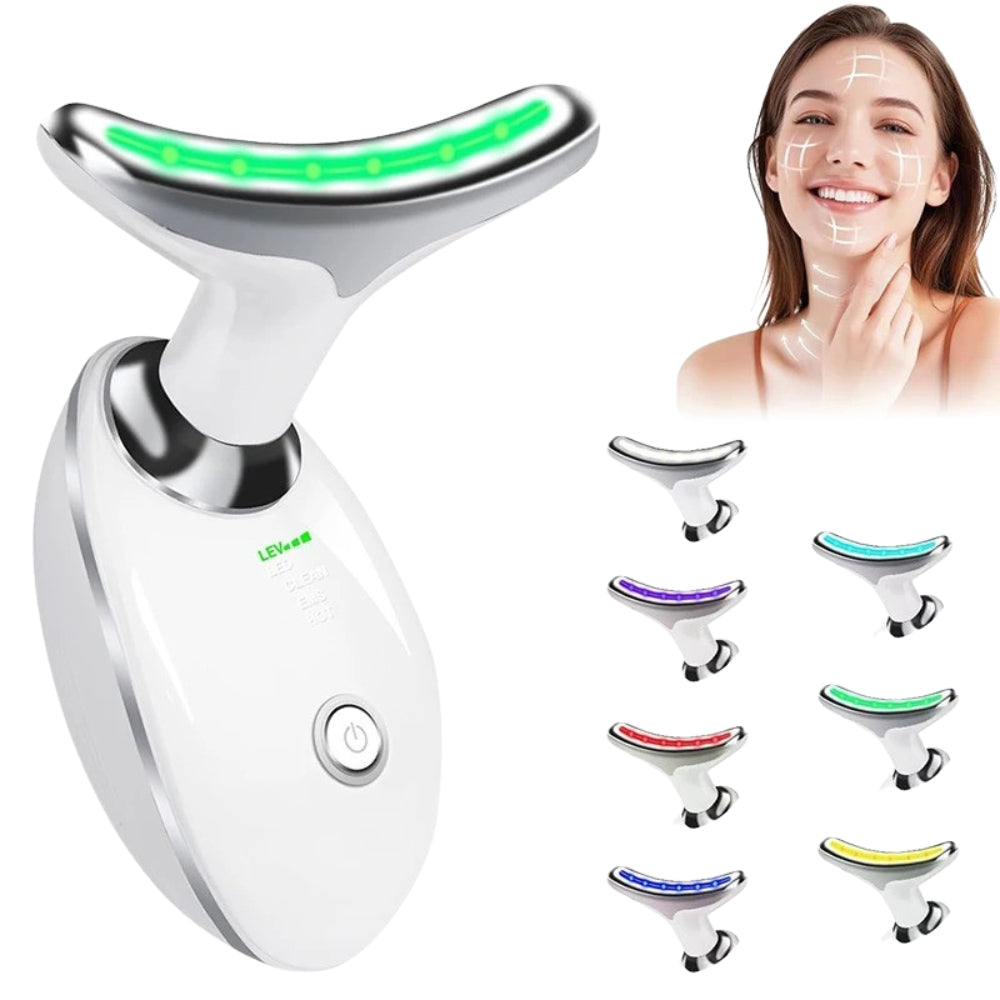 Masajeador de cara, cuello y papada con vibración y LED